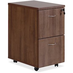Lorell Essentials Series File/File Mobile File Cabinet - 28.4" Height x 15.7" Width x 22" Depth Pedestal, 1.5" Diameter Caster - Total Drawer(s): 2 - Finish: Laminate, Walnut - Mobility, Built-in Hang