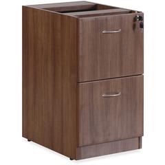 Lorell Essentials Series File/File Fixed File Cabinet - 28.5" Height x 15.5" Width x 21.9" Depth Pedestal, x 3.8" Width - Total Drawer(s): 2 - Finish: Laminate, Walnut - Built-in Hangrail, Ball-bearin