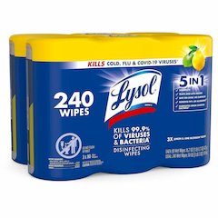 Lysol Lemon/Lime Disinfecting Wipes - For Multi Surface, Multipurpose - Wipe - Lemon, Lime Blossom Scent - Recommended For: Virus Remover, Bacteria Remover - Pre-moistened, Deodorize, Disinfectant, An