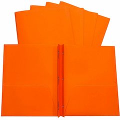 Sparco Letter Pocket Folder - 8 1/2" x 11" - 3 x Double Prong Fastener - 2 Internal Pocket - Orange - 25 / Box
