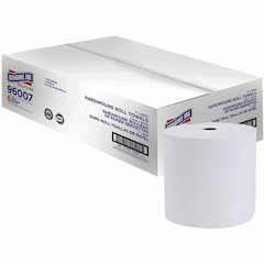 Genuine Joe Solutions 1-ply Hardwound Towels - 1 Ply - 7" Width x 600 ft Length - 63/64" Core - White - Virgin Fiber - 6 / Carton