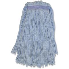 Genuine Joe Blended Yarn Mophead - #24 - Stain Resistant, Cut Ends, Durable, Narrow Headband - Yarn - Blue - 1Each