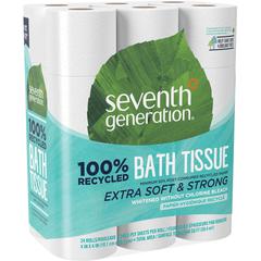Seventh Generation 100% Recycled Bathroom Tissue - 2 Ply - 240 Sheets/Roll - White - Paper - 24 / Pack