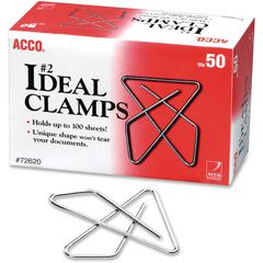 ACCO Ideal Clamps - No. 2 - 100 Sheet Capacity - for Office, Home, School, Document, Paper - Sturdy, Tear Resistant, Bend Resistant, Flex Resistant - 150 / Pack - Silver