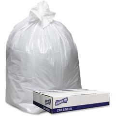 Genuine Joe Low Density White Can Liners - 60 gal Capacity - 58" Length x 38" Width x 0.90 mil (23 Micron) Thickness - Low Density - White - Can, Waste Disposal - Yes - 100 / Carton