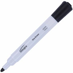 Integra Bullet Tip Dry-Erase Markers - Erasable - Black Ink - 1 Dozen