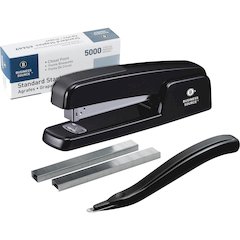 Business Source Standard Stapler Value Pack - Staples Upto 20 Sheet - Holds Upto 210 Staple - Full Strip - Top Loading - Black - 1 Pack