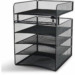 Safco Onyx Horizontal Hanging Desktop Storage - 5 Compartment(s) - 10" Height x 14.3" Width x 12.3" Depth - Black - Steel - 1 Each