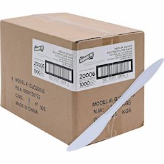 Genuine Joe Individually Wrapped Knife - 1 Piece(s) - Knife - 1 x Knife - Disposable - Polypropylene - White - 1 Carton