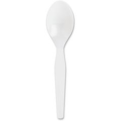 Genuine Joe Medium-Heavyweight Plastic Spoons - 1 Piece(s) - Spoon - 1 x Spoon - Disposable - White - 1000 / Carton