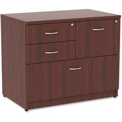 Lorell Essentials Series Box/Box/File Lateral File - 1" Thickness Side Panel, 29.5" Height x 35.5" Width x 22" Depth Lateral File - Total Drawer(s): 4 - Mahogany Laminate Table Top - Versatile, Ball B