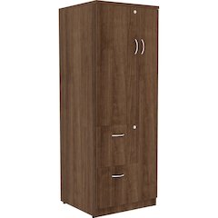 Lorell Essentials/Revelance Tall Storage Cabinet - 23.6" x 23.6"65.6" Cabinet, 0.5" Compartment - 2 x Storage Drawer(s) - 1 Door(s) - Finish: Walnut, Laminate