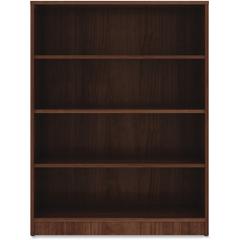 Lorell Laminate Bookcase - 4 Shelf(ves) - 48" Height x 36" Width x 12" Depth - Sturdy, Adjustable Feet, Adjustable Shelf, Square Corner - Thermofused Laminate (TFL) - Walnut - Laminate - 1 Each