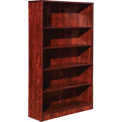 Lorell Laminate Bookcase - 0.7" Thickness Shelf, 60" Height x 36" Width x 12" Depth - 5 Shelve(s) - 4 Adjustable Shelf(ves) - Square Edge - Material: Thermofused Laminate (TFL) - Finish: Cherry - 1 Ea