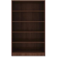 Lorell Laminate Bookcase - 0.7" Thickness Shelf, 60" Height x 36" Width x 12" Depth - 5 Shelve(s) - 4 Adjustable Shelf(ves) - Square Edge - Material: Thermofused Laminate (TFL) - Finish: Walnut - 1 Ea