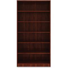 Lorell Laminate Bookcase - 6 Shelf(ves) - 73" Height x 36" Width x 12" Depth - Sturdy, Adjustable Feet, Adjustable Shelf - Thermofused Laminate (TFL) - Cherry - Laminate - 1 Each