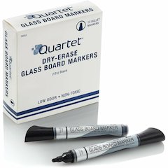 Quartet Premium Dry-Erase Markers for Glass Boards - Erasable - Black Ink - 1 Dozen