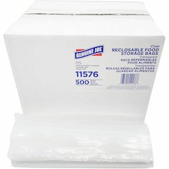 Genuine Joe Food Storage Bags - 1 quart Capacity - 8" Length x 7" Width x 1.75 mil (44 Micron) Thickness - Zipper Closure - Clear - Food, Beef, Poultry, Vegetables, Seafood - 500 / Box