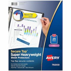 Avery&reg; Secure Top Sheet Protectors - For Letter 8 1/2" x 11" Sheet - 3 x Holes - Ring Binder - Top Loading - Clear - Polypropylene - 25/Pack - 3 / Bundle
