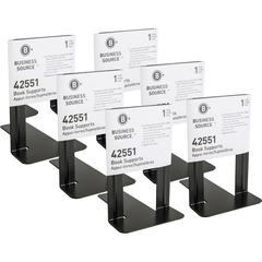 Business Source Heavy-gauge Steel Book Supports - 8.50" Height x 9" Width x 6" Depth - Desktop - Non-skid Base, Scratch Resistant, Stain Resistant - Black - Steel - 2/Pair - 6 / Box