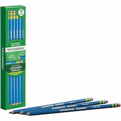 Ticonderoga Pre-Sharpened Erasable Checking Pencils - Blue Lead - HB - 1 Dozen/Box - 6 / Carton