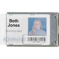 Advantus RFID Blocking Badge Holder - Support 3.38" x 2.13" Media - Vertical, Horizontal - Vinyl - 20 / Pack - Clear - Removable
