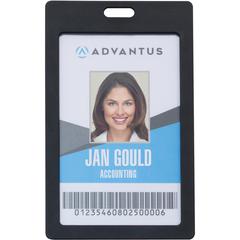 Advantus Vertical Rigid ID Badge Holder - Support 2" x 3.25" Media - Vertical - Plastic - Black - 6 / Pack