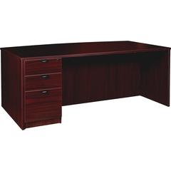 Lorell Prominence 2.0 Bowfront Left-Pedestal Desk - 1" Thickness Top, 29" Height x 72" Width x 42" Depth - Total Drawer(s): 3 - Single Pedestal on Left Side - Band Edge - Material: Particleboard - Fin
