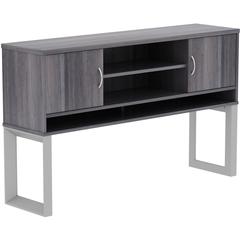 Lorell Relevance Series Freestanding Hutch - 36" Height x 59" Width x 15" Depth - 3 Shelve(s) - Finish: Charcoal, Laminate - Adjustable Leveler - For Office - 1 Each