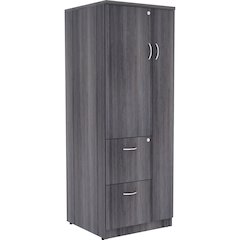 Lorell Essentials/Revelance Tall Storage Cabinet - 23.6" x 23.6"65.6" - 2 Drawer(s) - 2 Shelve(s) - Material: Medium Density Fiberboard (MDF), Particleboard - Finish: Weathered Charcoal - Abrasion Res