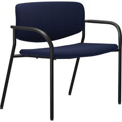 Lorell Avent Big & Tall Upholstered Guest Chair with Arms - Black Steel, Crepe Fabric Seat - Black Steel Back - Powder Coated, Black Tubular Steel Frame - Four-legged Base - Armrest - 1 Each