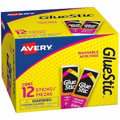 Avery&reg; Permanent Glue Stic - 0.26 fl oz - White - 12 / Box