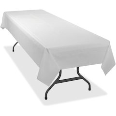 Tablemate Heavy-duty Plastic Table Covers - 108" Length x 54" Width - Plastic - White - 24 / Carton