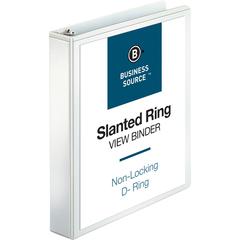 Business Source Basic D-Ring View Binders - 1 1/2" Binder Capacity - Letter - 8 1/2" x 11" Sheet Size - 375 Sheet Capacity - 3 Ring - Fastener: Slant D-Ring - Pocket: Internal - Chipboard, Polypropyle