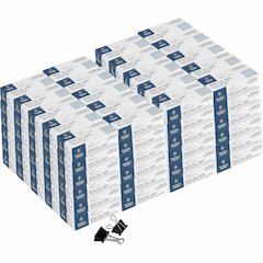 Business Source Fold-back Binder Clips - Medium - 1.3" Length x 1.3" Width - 0.63" Size Capacity - Black - Steel - 1 Dozen/Box - 10 / Carton