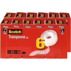 Scotch Transparent Tape - 3/4"W - 36 yd Length x 0.75" Width - 1" Core - Clear - Stain Resistant, Moisture Resistant, Long Lasting - For Wrapping, Sealing, Mending, Label Protection - 6/Pack - 2 / Bun