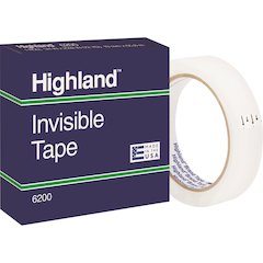 Highland 3/4"W Matte-finish Invisible Tape - 72 yd Length x 0.75" Width - 3" Core - For Mending, Holding, Splicing - 12 / Pack - Matte - Clear