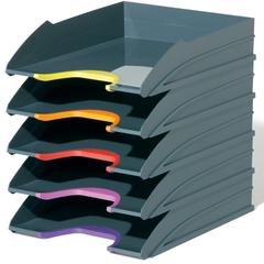 DURABLE VARICOLOR Desk Tray - Desktop - Stackable, Front Cut-out - Gray - Plastic - 1 Pack