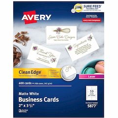 Avery&reg; Clean Edge Business Cards - 145 Brightness - A4 - 8 1/2" x 11" - 91 lb Basis Weight - 247 g/m² Grammage - Matte - Heavyweight, Perforated, Rounded Corner, Smooth Edge, Uncoated, Double