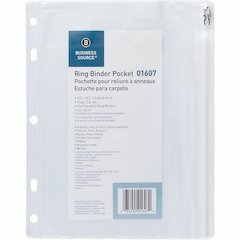 Business Source Punched Economy Binder Pocket - 10" Height x 8" Width - 7 x Holes - Ring Binder - Clear - Plastic - 24 / Box