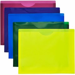 Business Source Straight Tab Cut Letter No File Jacket - 8 1/2" x 11" - 1" Expansion - Assorted - 10/Pack - 10 / Pack