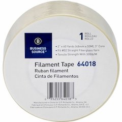 Business Source Heavy-duty Filament Tape - 60 yd Length x 2" Width - 3" Core - White - Fiberglass Filament Roll - 1 Roll