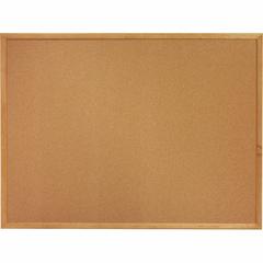 Lorell Bulletin Board - 48" Board Height x 72" Board Width - Cork Surface - Long Lasting, Warp Resistant - Oak Oak Frame - 1 Each
