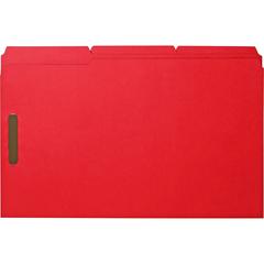 Business Source 1/3 Tab Cut Legal Recycled Fastener Folder - 8 1/2" x 14" - 3/4" Expansion - 2 Fastener(s) - 2" Fastener Capacity - Top Tab Location - Assorted Position Tab Position - Red - 10% Recycl