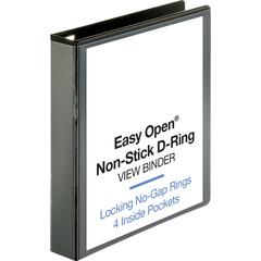 Business Source Locking D-Ring View Binder - 1 1/2" Binder Capacity - Letter - 8 1/2" x 11" Sheet Size - 325 Sheet Capacity - D-Ring Fastener(s) - 4 Inside Front & Back Pocket(s) - Polypropylene, Chip