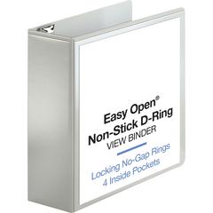 Business Source Locking D-Ring View Binder - 4" Binder Capacity - Letter - 8 1/2" x 11" Sheet Size - 775 Sheet Capacity - D-Ring Fastener(s) - 4 Inside Front & Back Pocket(s) - Polypropylene, Chipboar