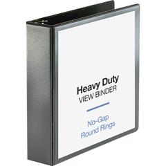 Business Source Heavy-duty View Binder - 2" Binder Capacity - Letter - 8 1/2" x 11" Sheet Size - 475 Sheet Capacity - Fastener: Round Ring - Pocket: 2, Internal - Polypropylene-covered Chipboard - Bla