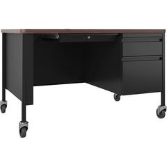 Lorell Fortress Series Walnut Top Teacher's Desk - 48" x 30"29.5" - Box, File Drawer(s) - Single Pedestal on Right Side - T-mold Edge