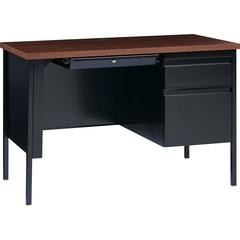 Lorell Fortress Series 45-1/2" Right Single-Pedestal Desk - 29.5" Height x 45.5" Width x 24" Depth, 1.1" Thickness Top - Single Pedestal on Right Side - Square Edge - Finish: Walnut Laminate - 1 Each