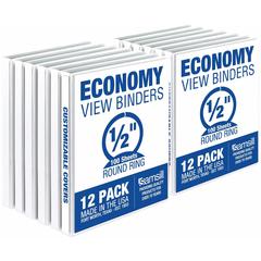 Samsill Economy View Binder - 1/2" Binder Capacity - Letter - 8 1/2" x 11" Sheet Size - 100 Sheet Capacity - 3 Ring - Fastener: Round Ring - Pocket: 2, Internal - Polypropylene, Chipboard, Plastic - W